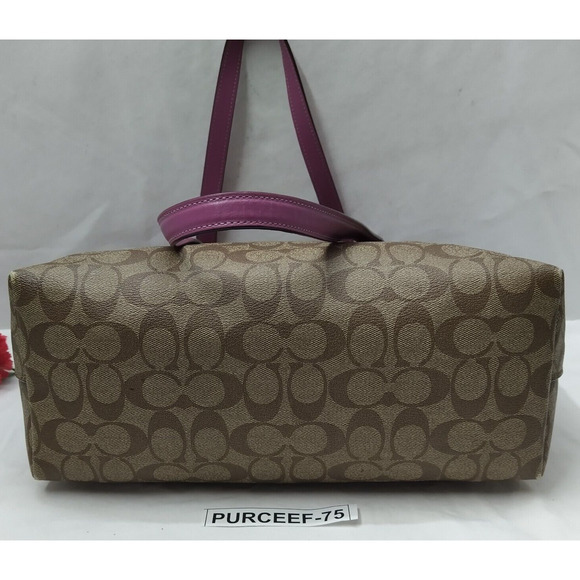 Coach Gallery Signature Brown Coated Leather Double Handles Tote Shoulder Bag - Picture 7 of 16